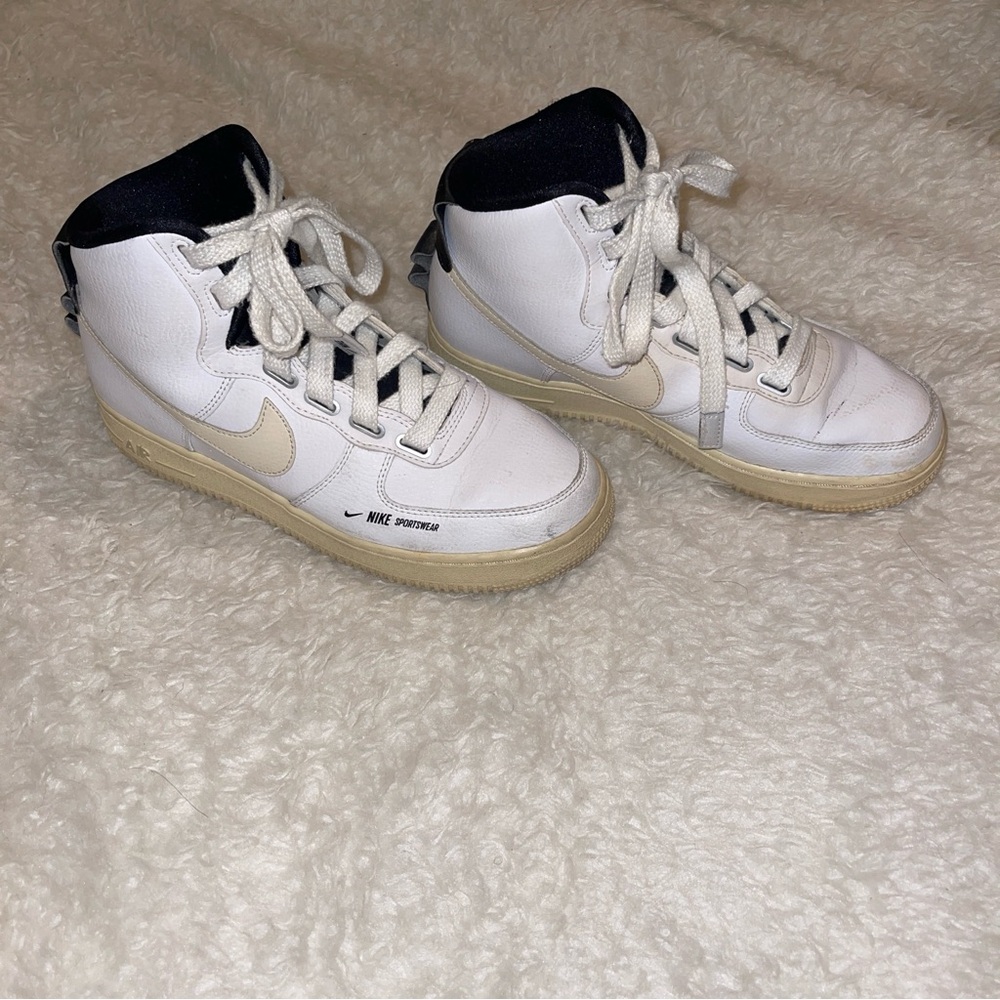 Womens Nike Air Force 1 High Utility White Black Cream Tennis Shoes Sneakers 9